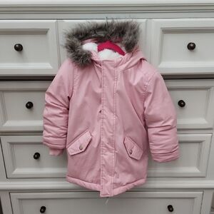 Cat & Jack Pink Winter Coat with Faux Fur 4T